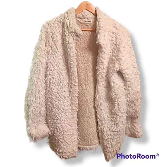 P.J. Salvage Cream Faux Fur Coat - Picture 1 of 7
